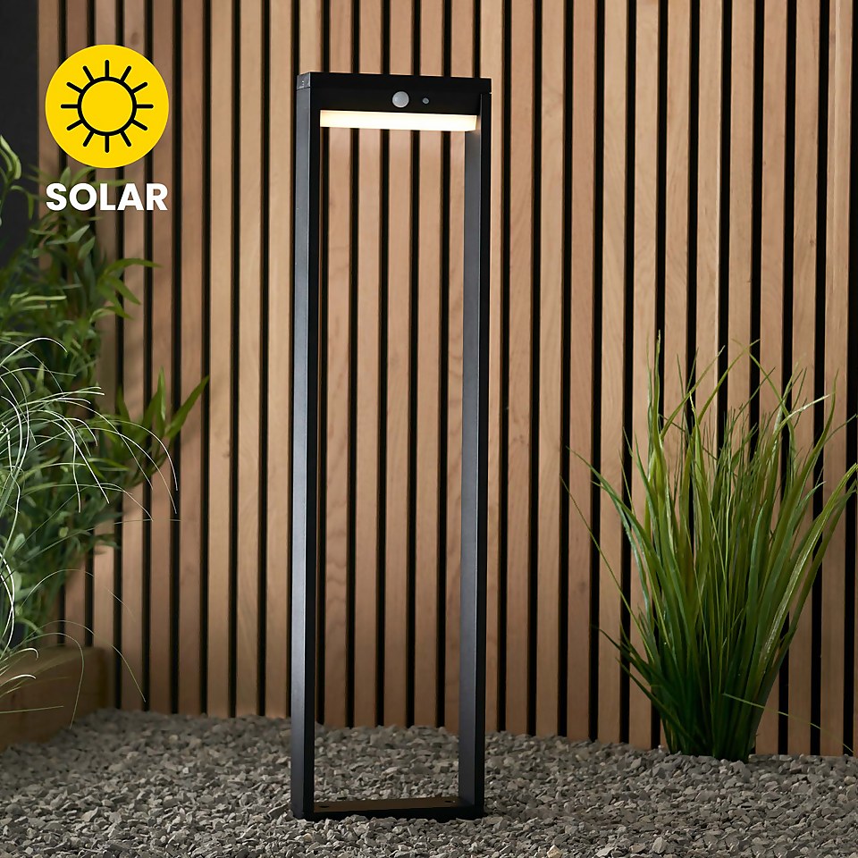Dannah 80cm Photocell & PIR Solar Outdoor Floor Light - Black