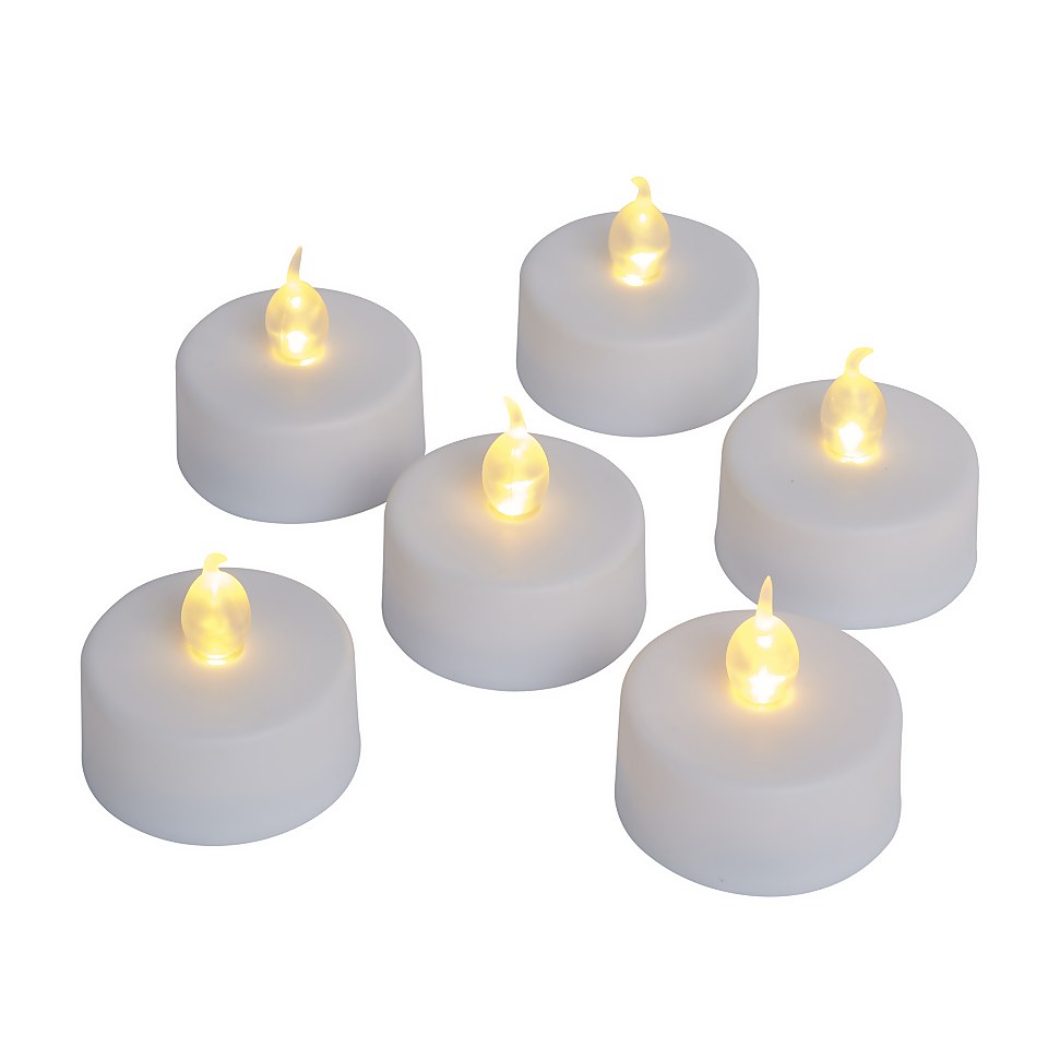 Pack of 6 LED Tealight Candles - White