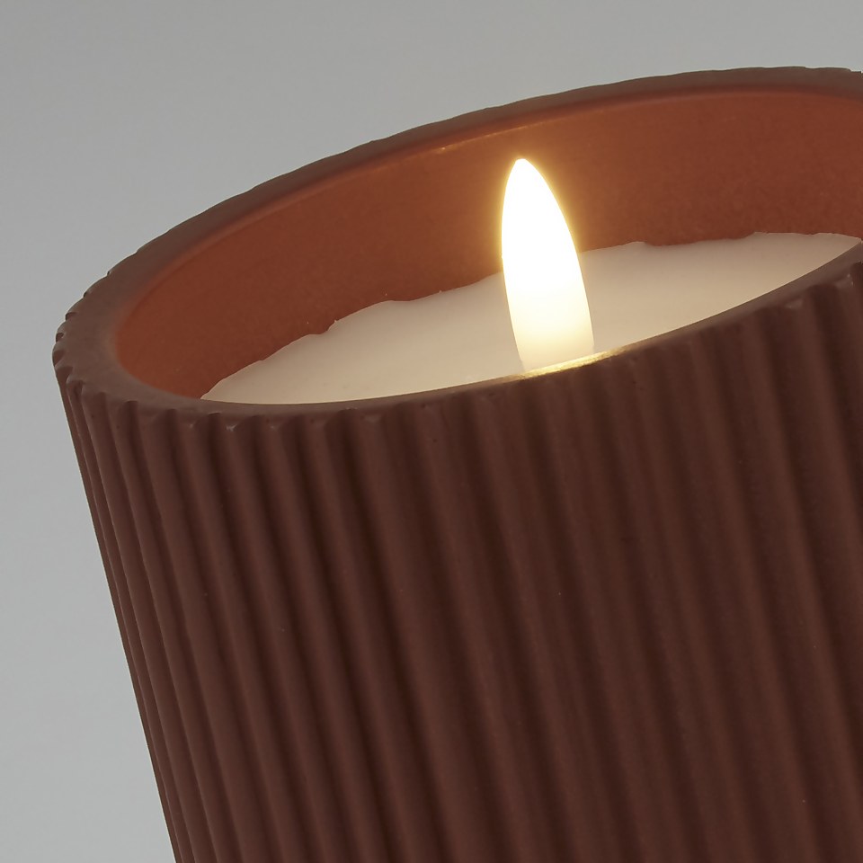 LED Ribbed Candle - Terracotta