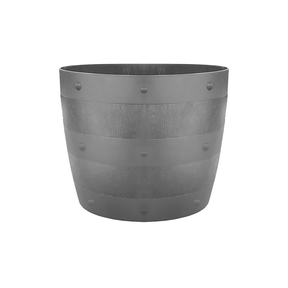 34cm Barrel Garden Planter - Grey