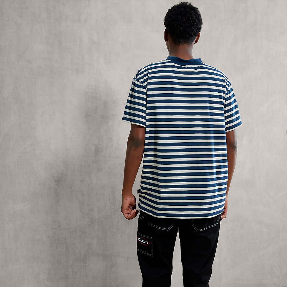 Men's Navy and Beige T-Shirt - Navy/Beige