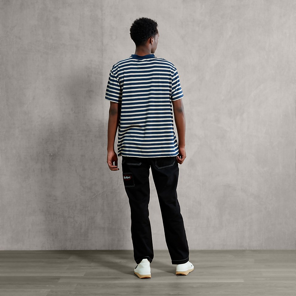 Men's Navy and Beige T-Shirt - Navy/Beige