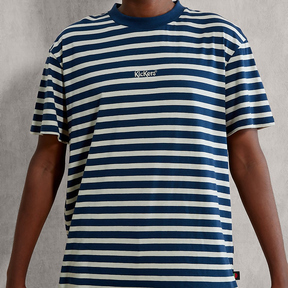 Men's Navy and Beige T-Shirt - Navy/Beige
