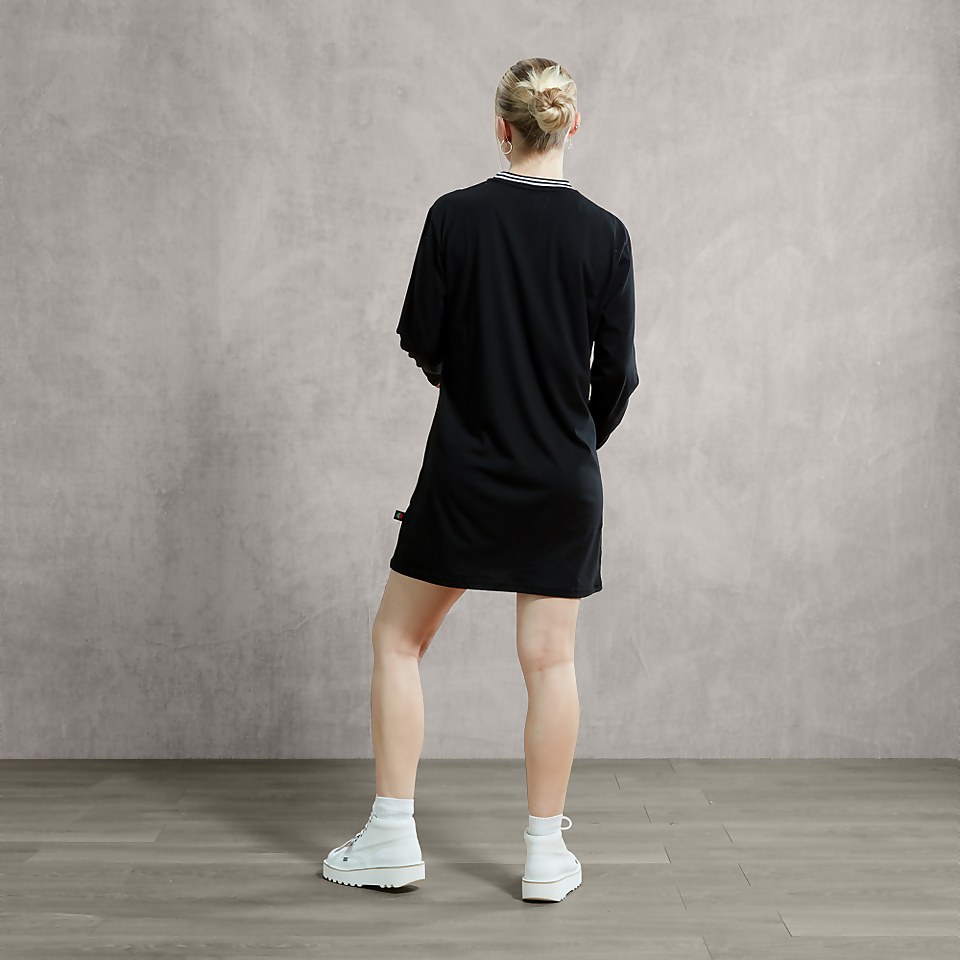 Women's Long Sleeve Jersey Tee Dress - Black