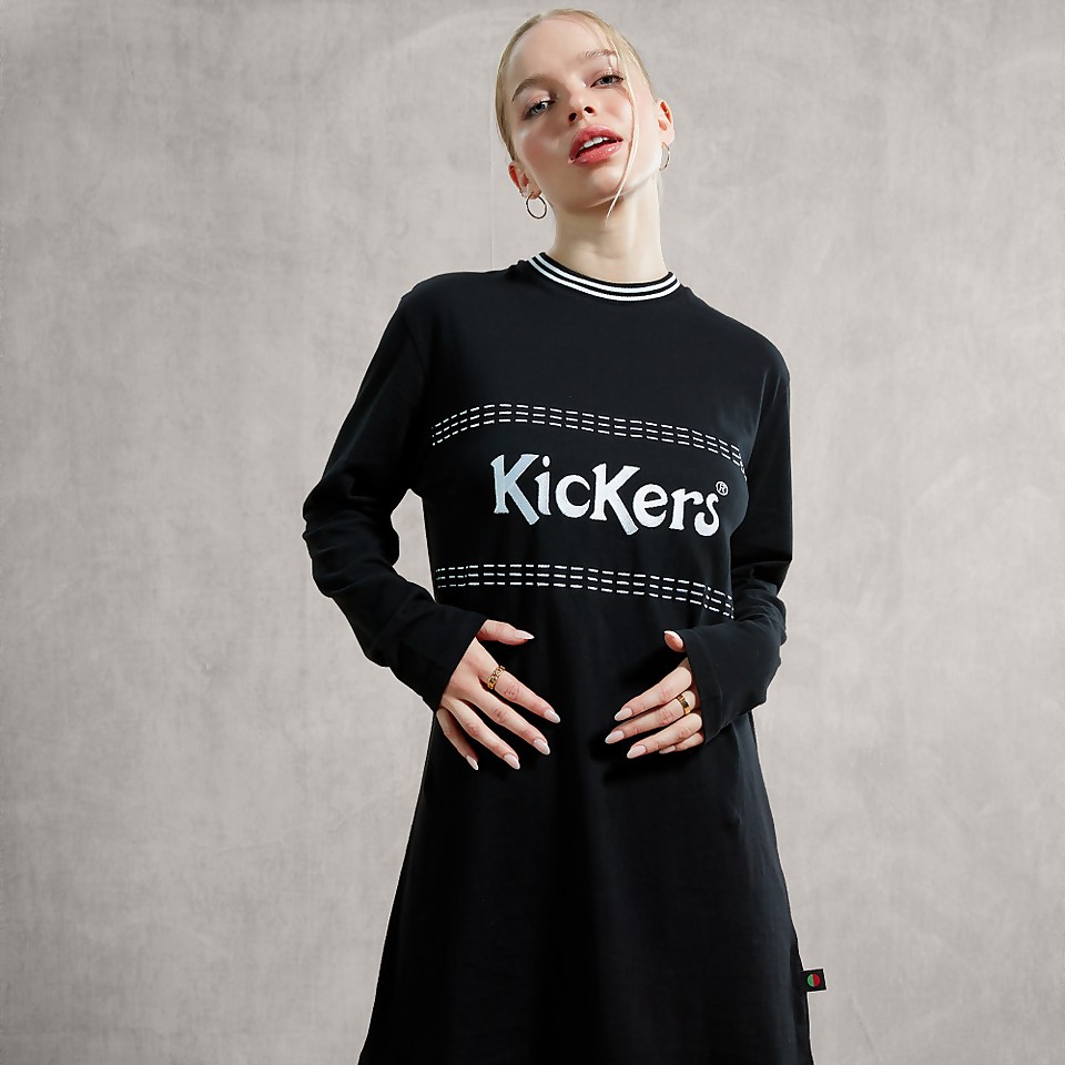 Women's Long Sleeve Jersey Tee Dress - Black