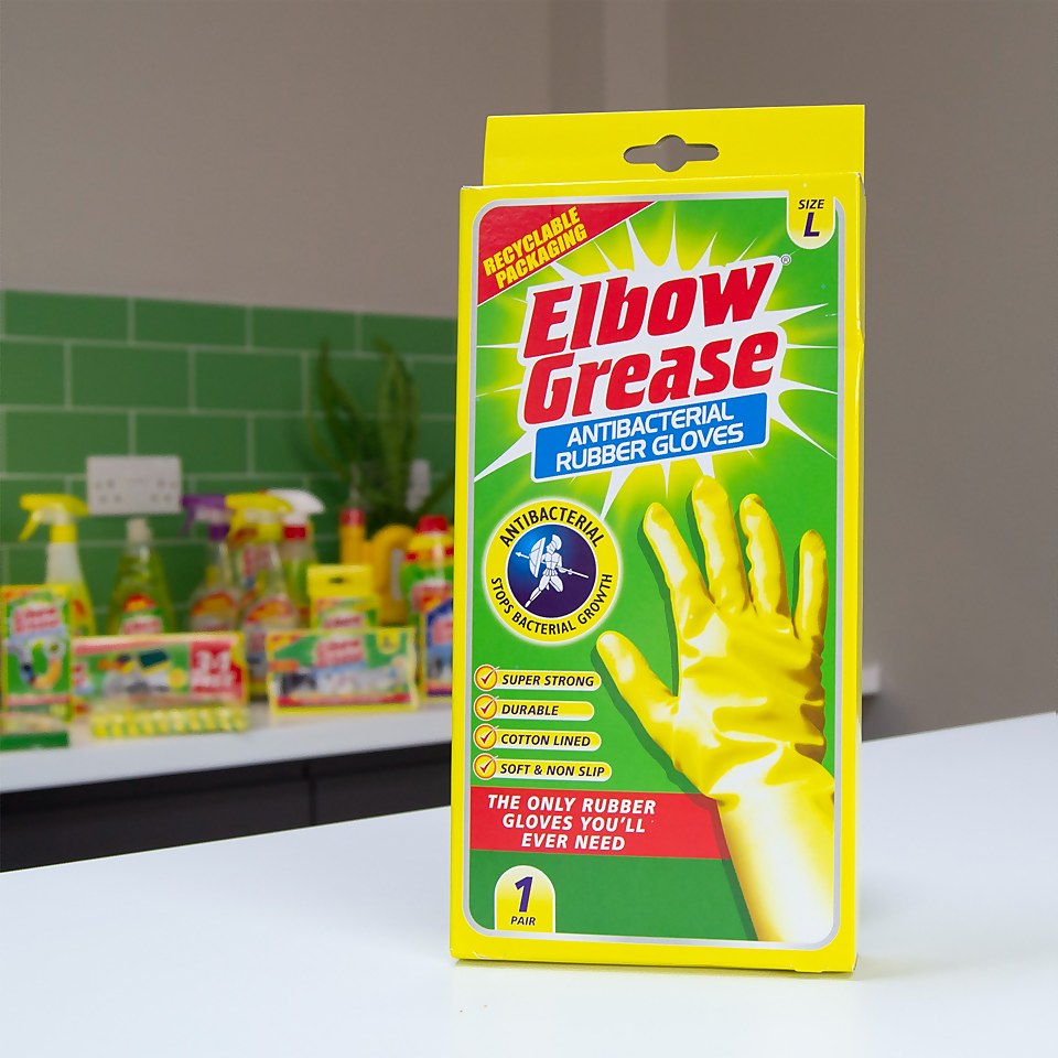 Elbow Grease Medium Anti-Bacterial Rubber Gloves