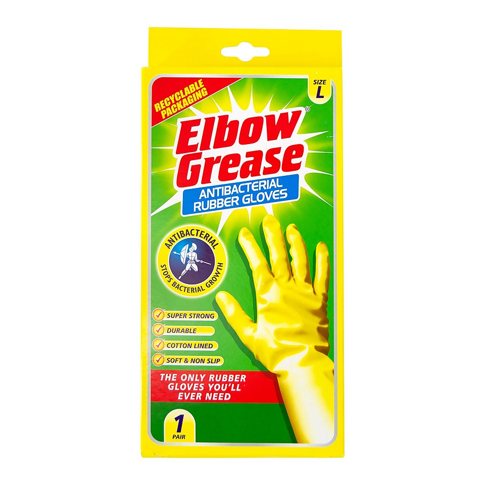 Elbow Grease Large Anti-Bacterial Rubber Gloves