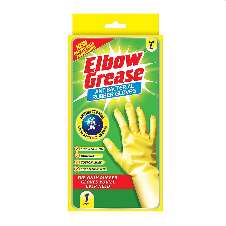 Elbow Grease Large Anti-Bacterial Rubber Gloves