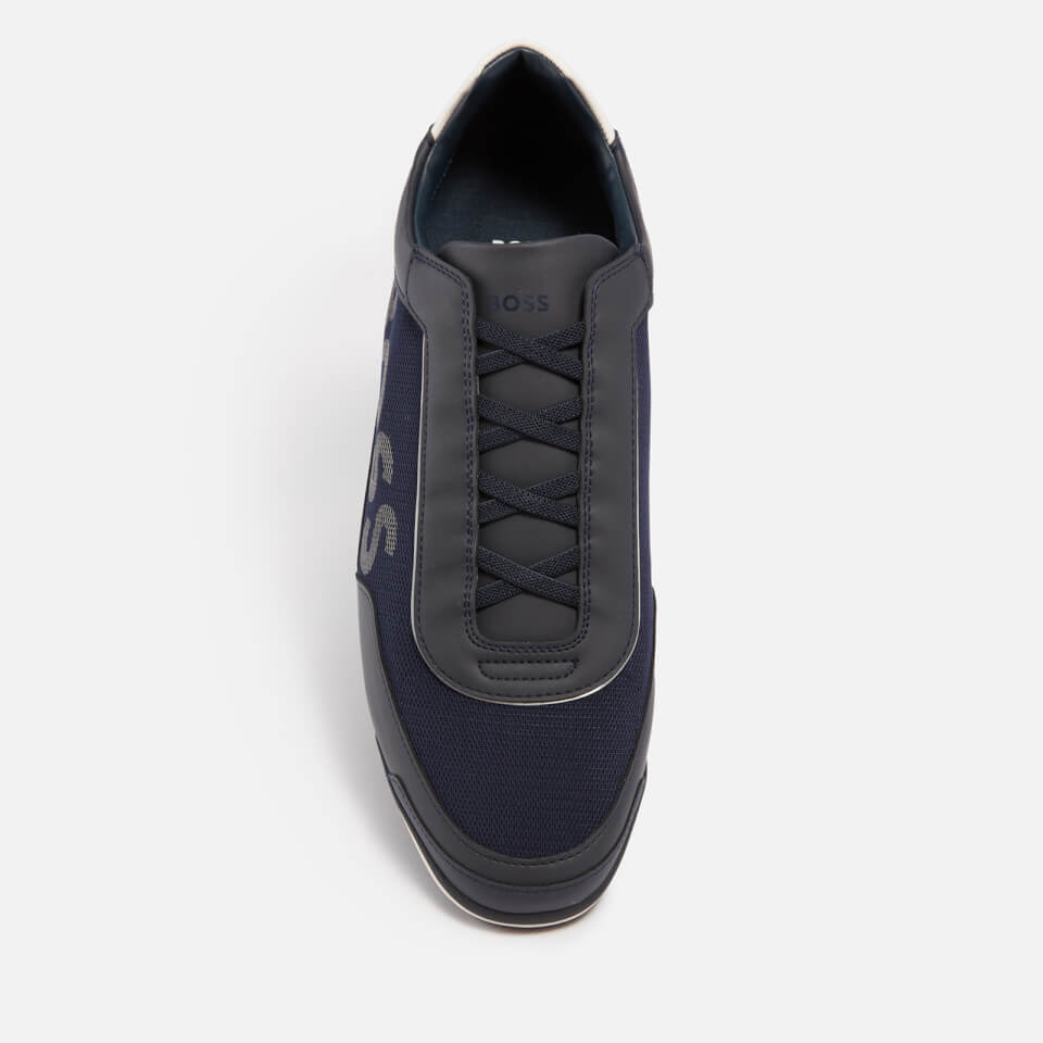 BOSS Saturn Faux Suede and Faux Leather-Trimmed Canvas Trainers