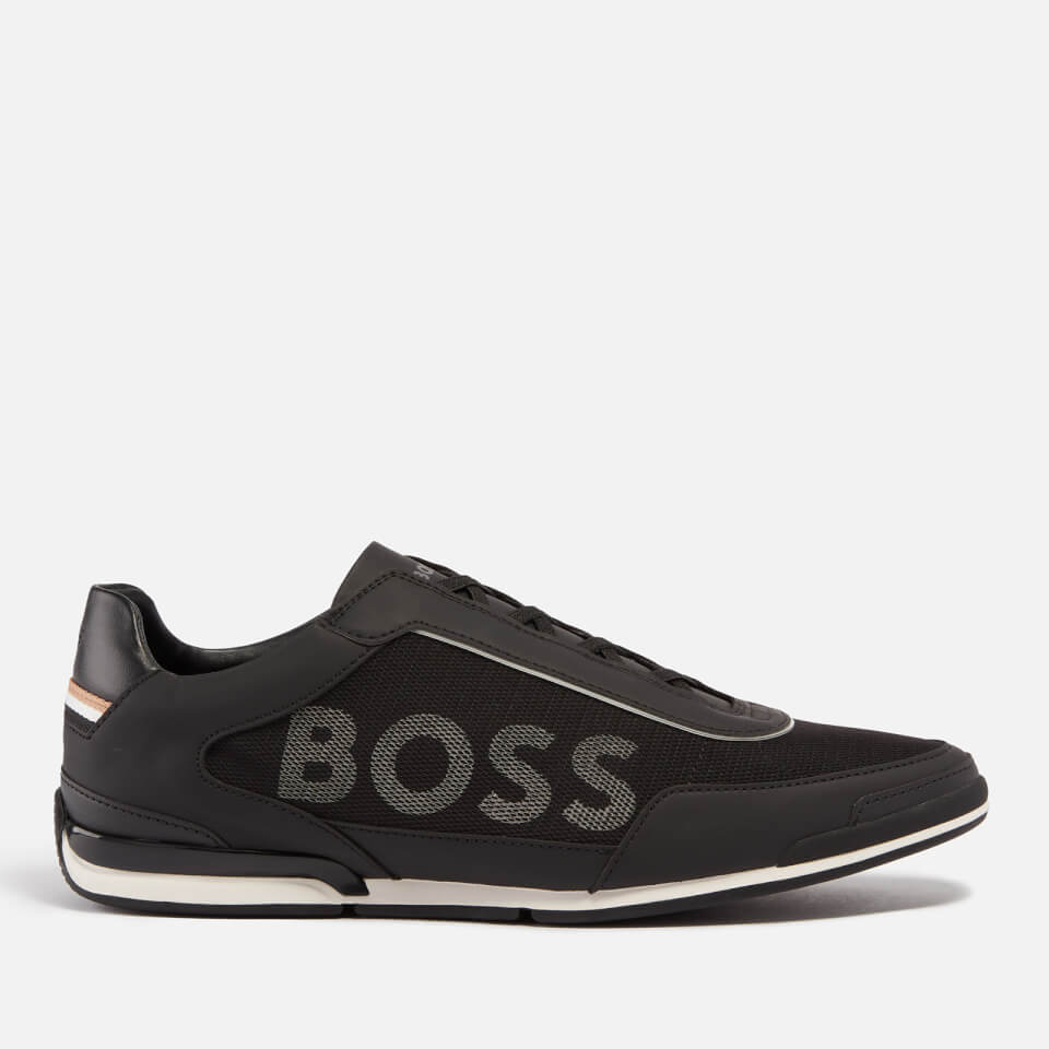 BOSS Saturn Faux Suede and Faux Leather-Trimmed Canvas Trainers