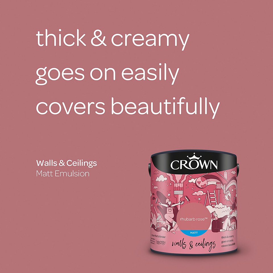 Crown Matt Emulsion Paint Rhubarb Rose - 2.5L