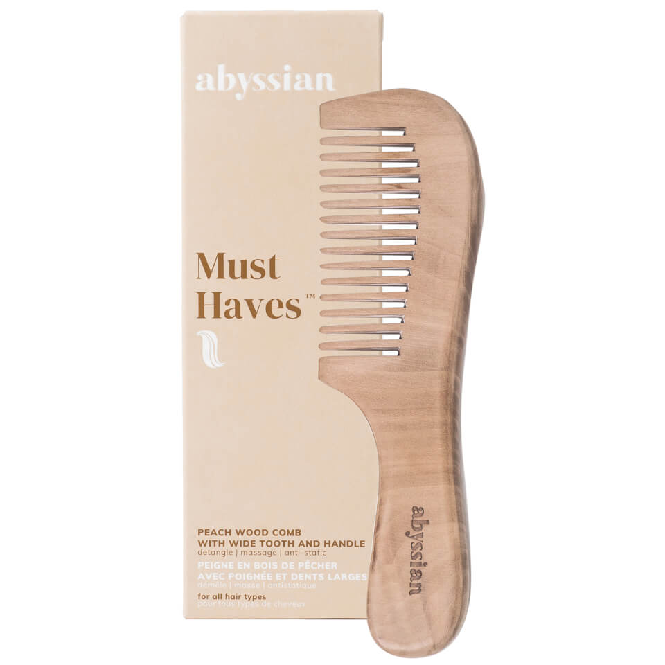 Abyssian Peach Wood Comb With Wide Tooth and Handle