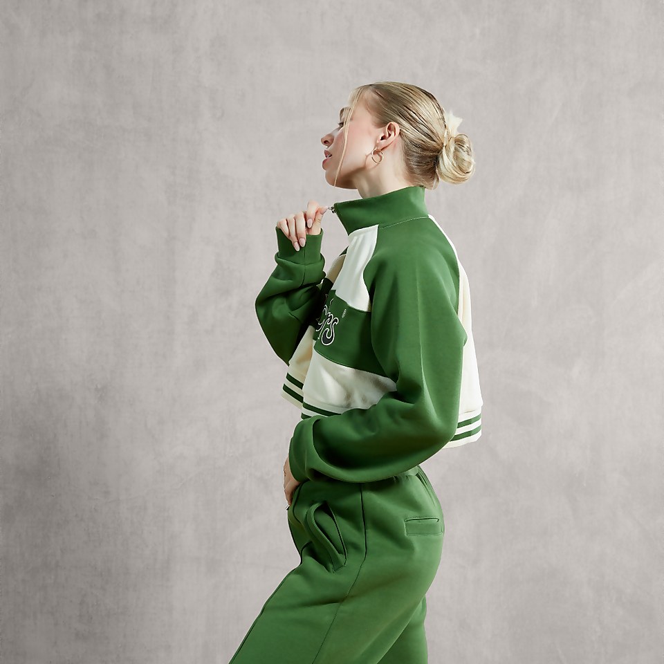 Women's Sweatshirt Fleece Mock Neck Green