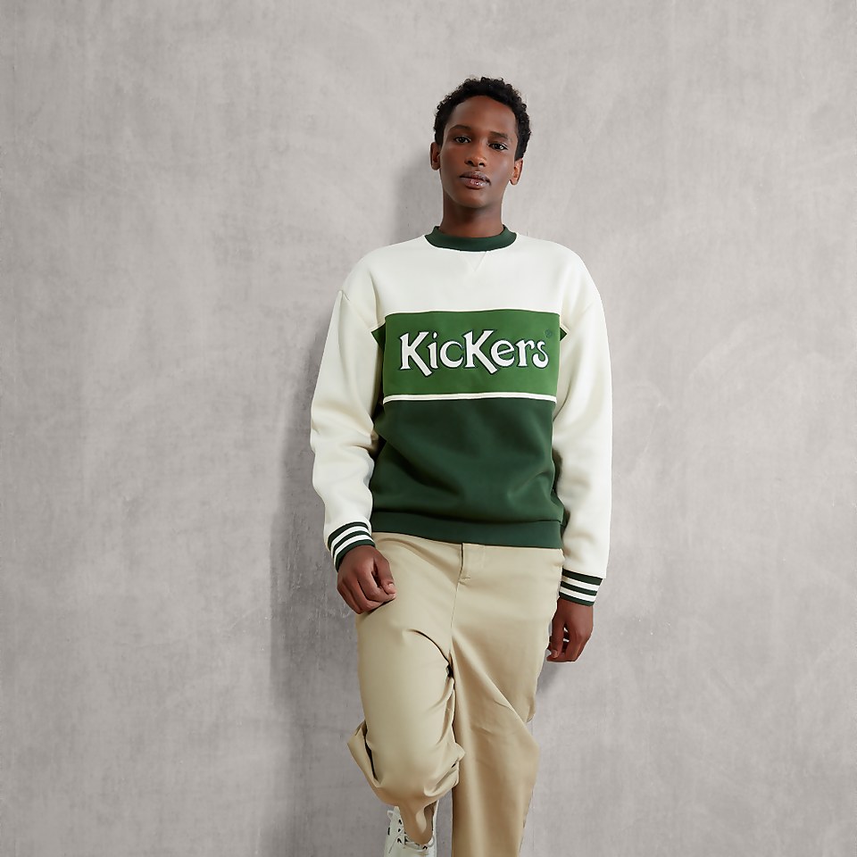 Women's Panelled Sweatshirt With Cream And Green