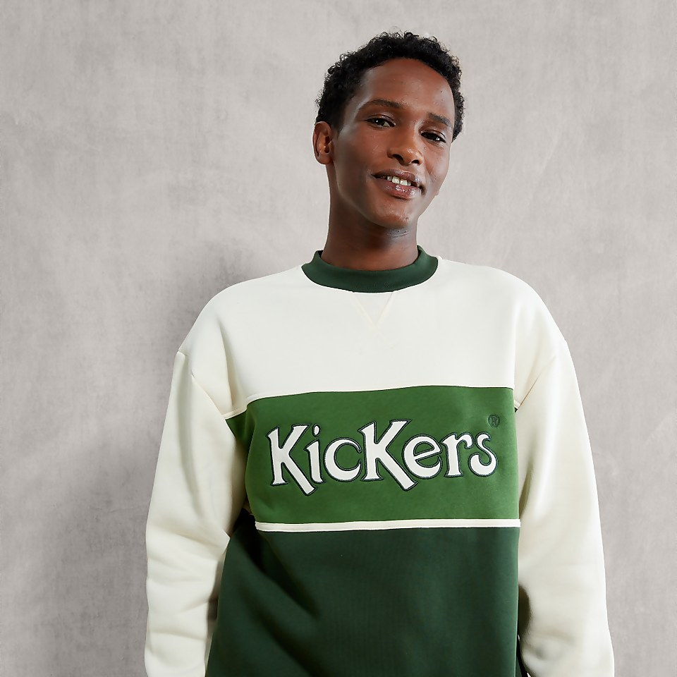 Women's Panelled Sweatshirt With Cream And Green
