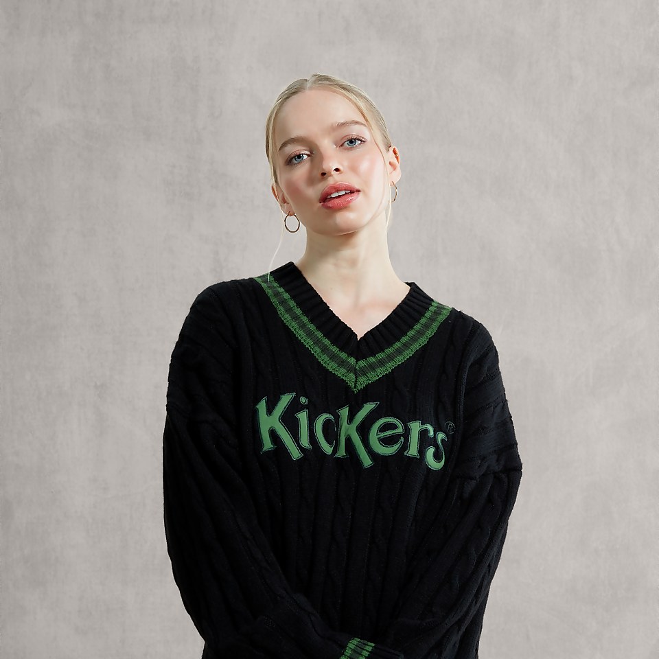 Women's Cable Knit Cricket Jumper Dress Black