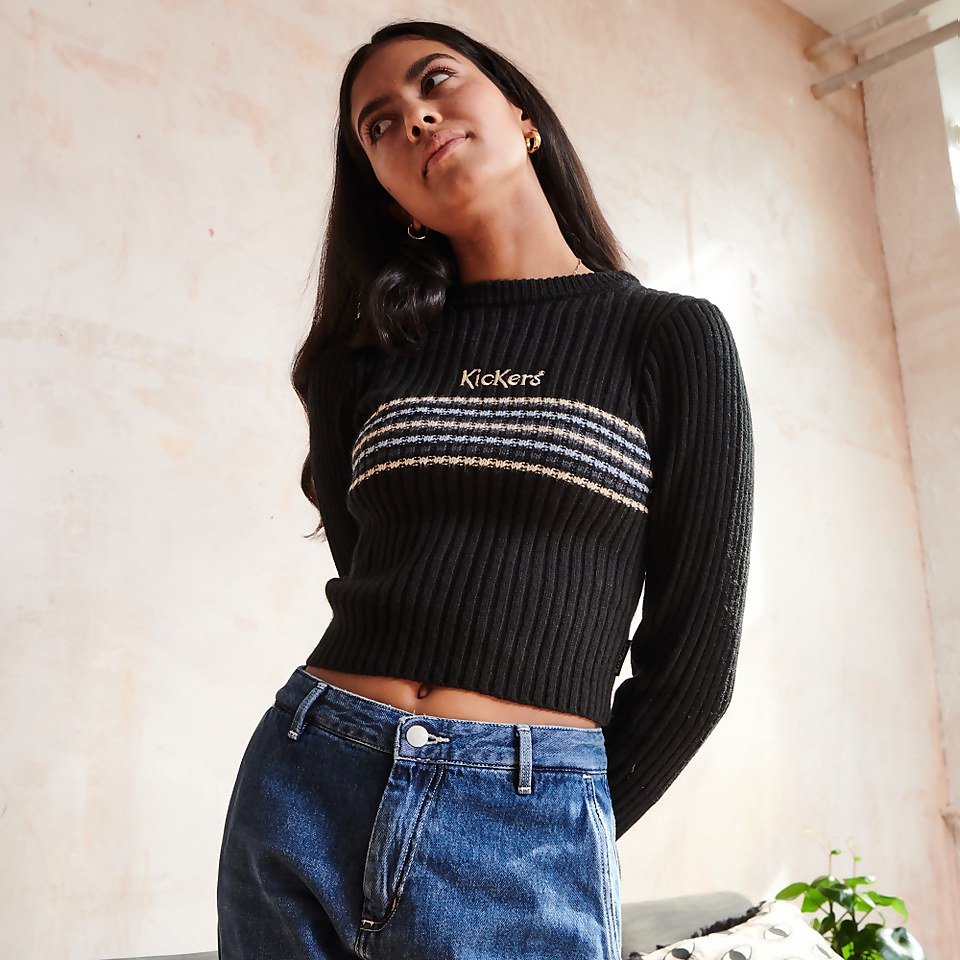 Women's Ribbed Long Sleeve knit Co-Ord Jumper Black
