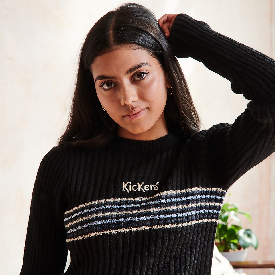 Women's Ribbed Long Sleeve knit Co-Ord Jumper Black