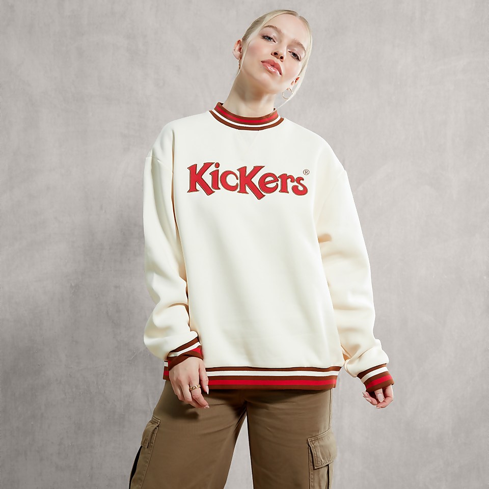 Women's Sweatshirt With Red Logo Applique Cream