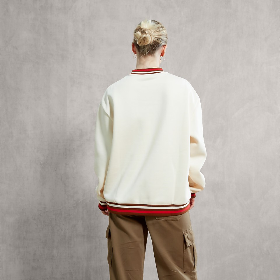 Women's Sweatshirt With Red Logo Applique Cream