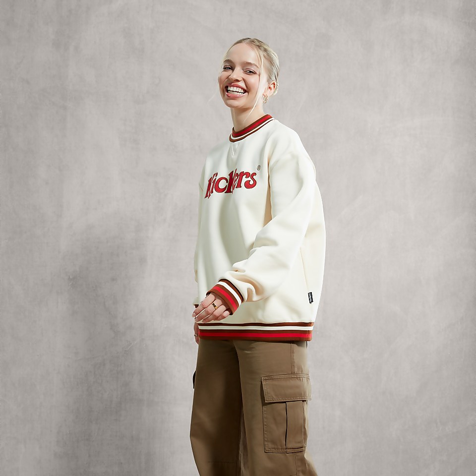 Women's Sweatshirt With Red Logo Applique Cream
