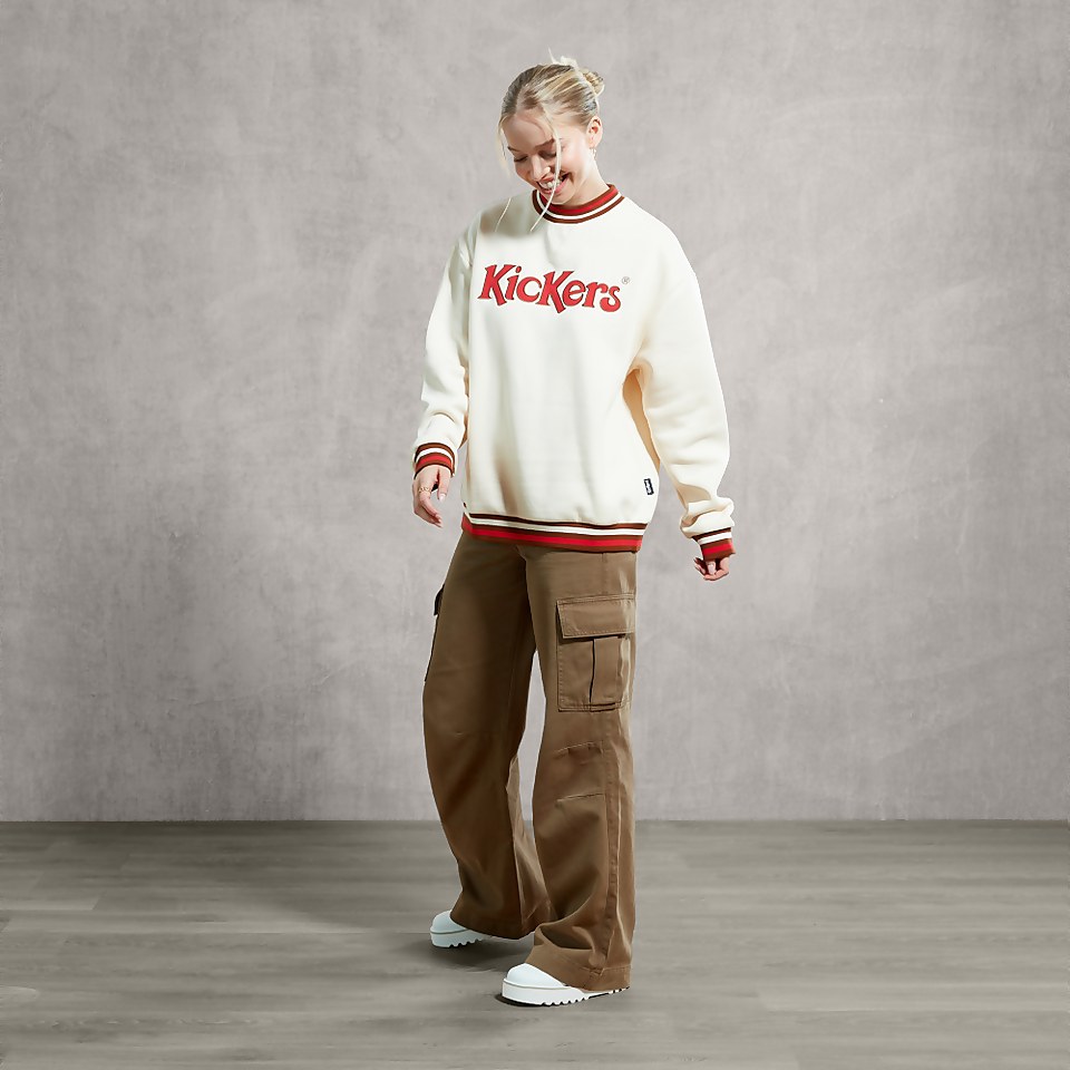 Women's Sweatshirt With Red Logo Applique Cream