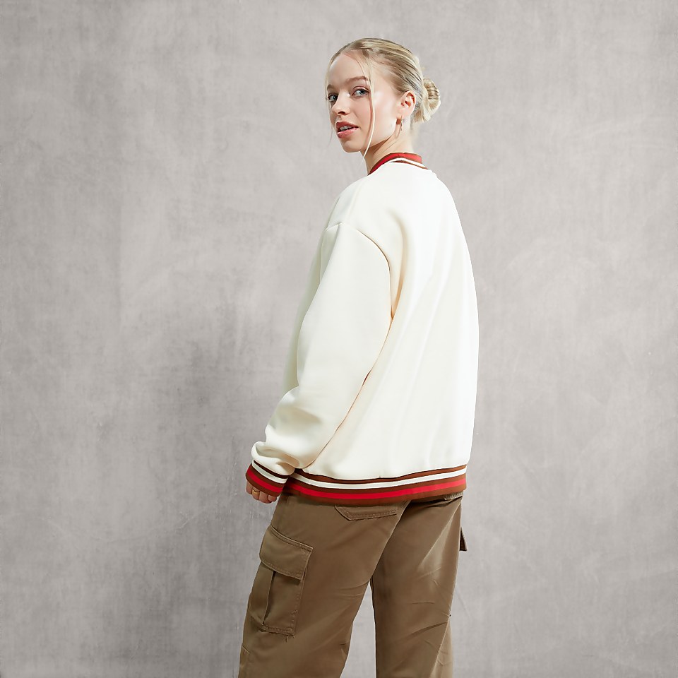 Women's Sweatshirt With Red Logo Applique Cream