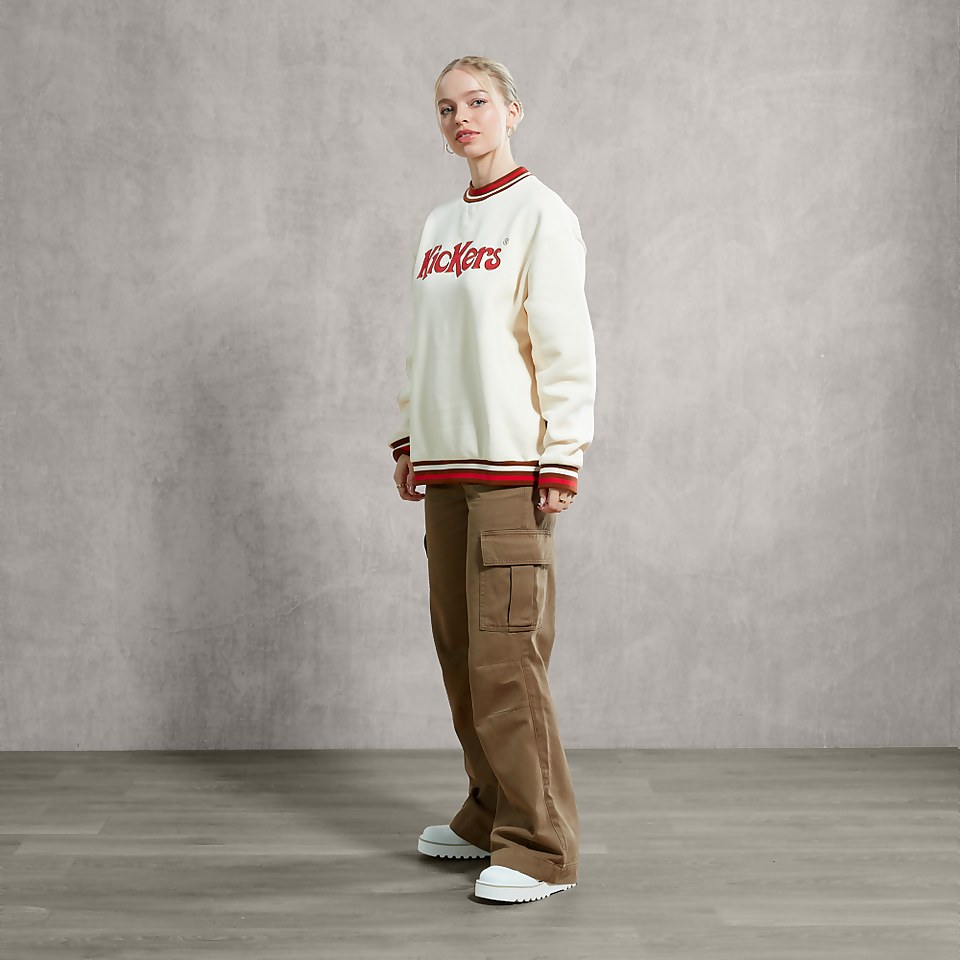Women's Sweatshirt With Red Logo Applique Cream