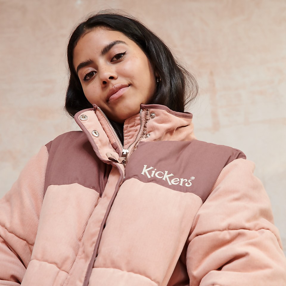 Women's Dusty Pink Cord Puffer Jacket Pink