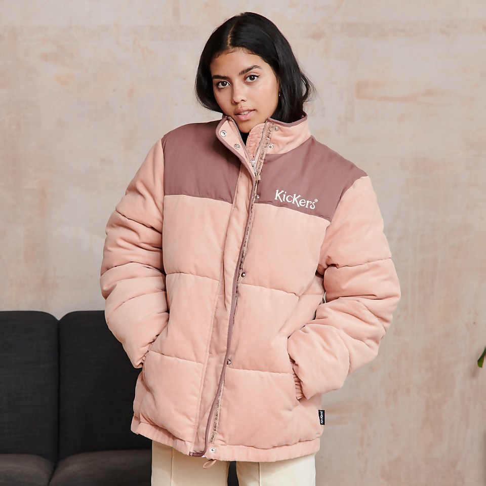 Women's Dusty Pink Cord Puffer Jacket Pink