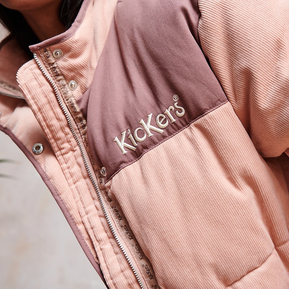 Women's Dusty Pink Cord Puffer Jacket Pink