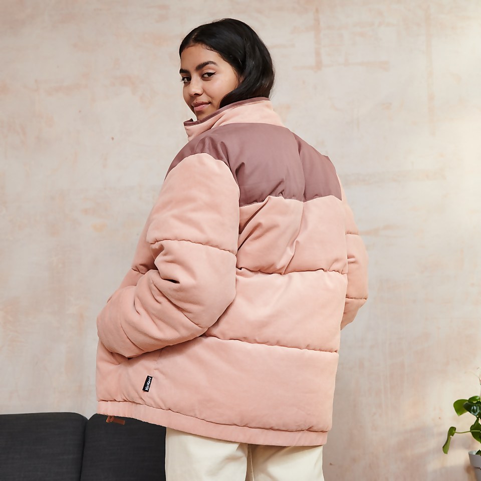 Women's Dusty Pink Cord Puffer Jacket Pink