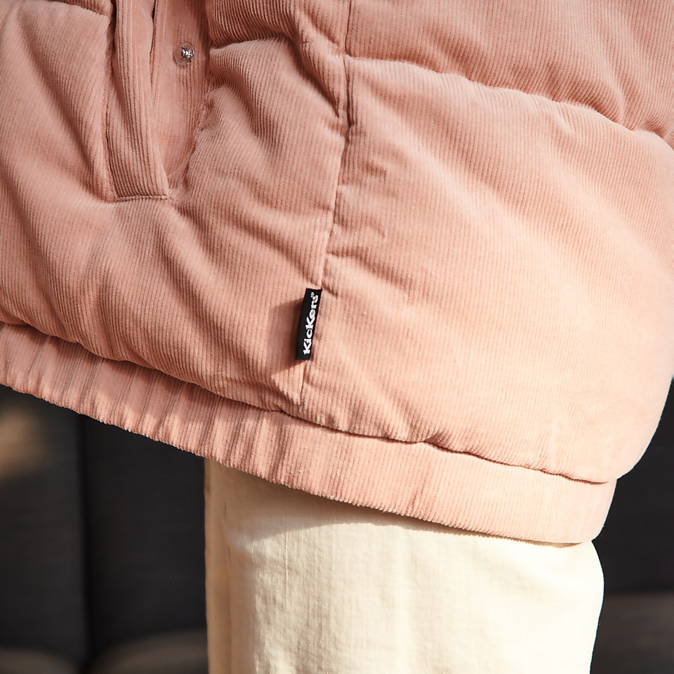 Women's Dusty Pink Cord Puffer Jacket Pink
