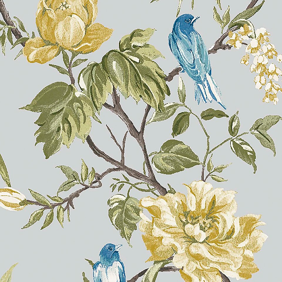 Next Birds & Blooms Grey Wallpaper