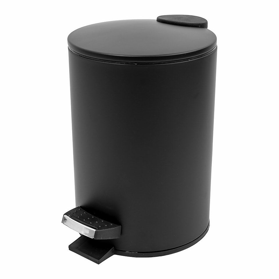 Homebase 3 Litre Pedal Bathroom Bin - Black | Homebase