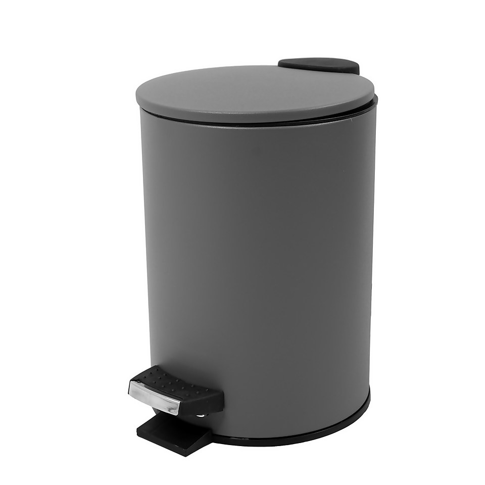 Homebase 3 Litre Pedal Bathroom Bin Charcoal Homebase