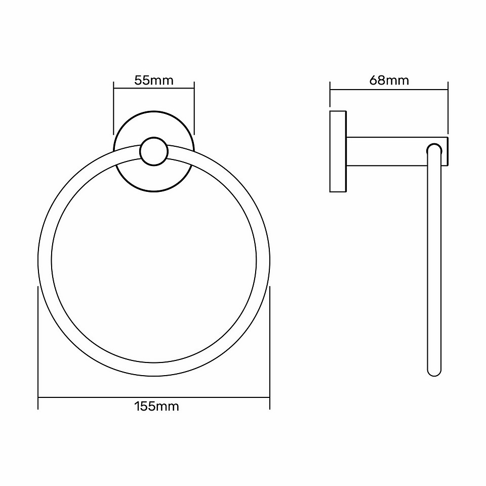 Homebase Towel Ring Round - Brushed Steel