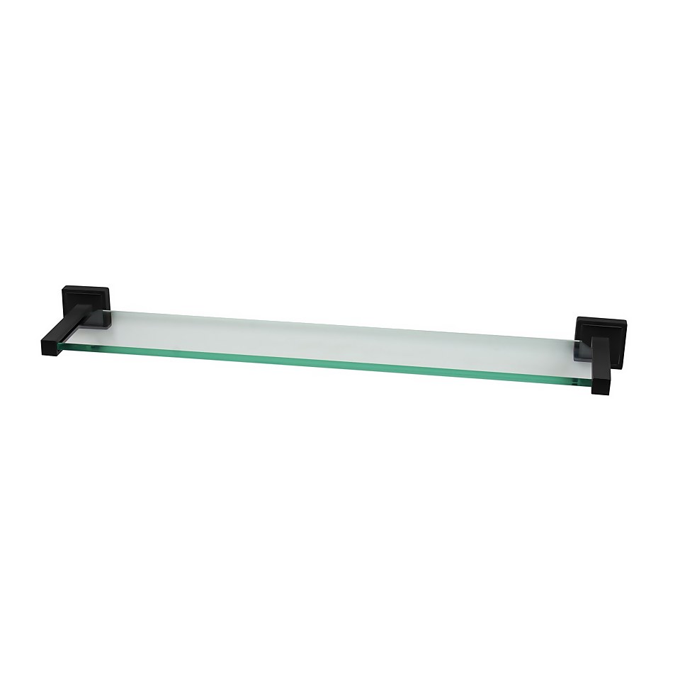 Glass Bathroom Shelf Black Square Mounting Brackets Homebase