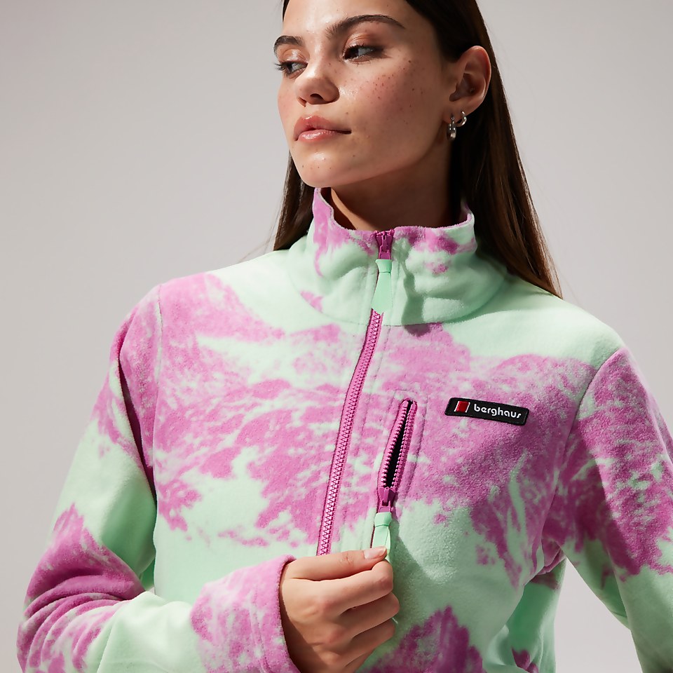 Unisex Prism Print Trango Half-zip Fleece - Light Green/Purple
