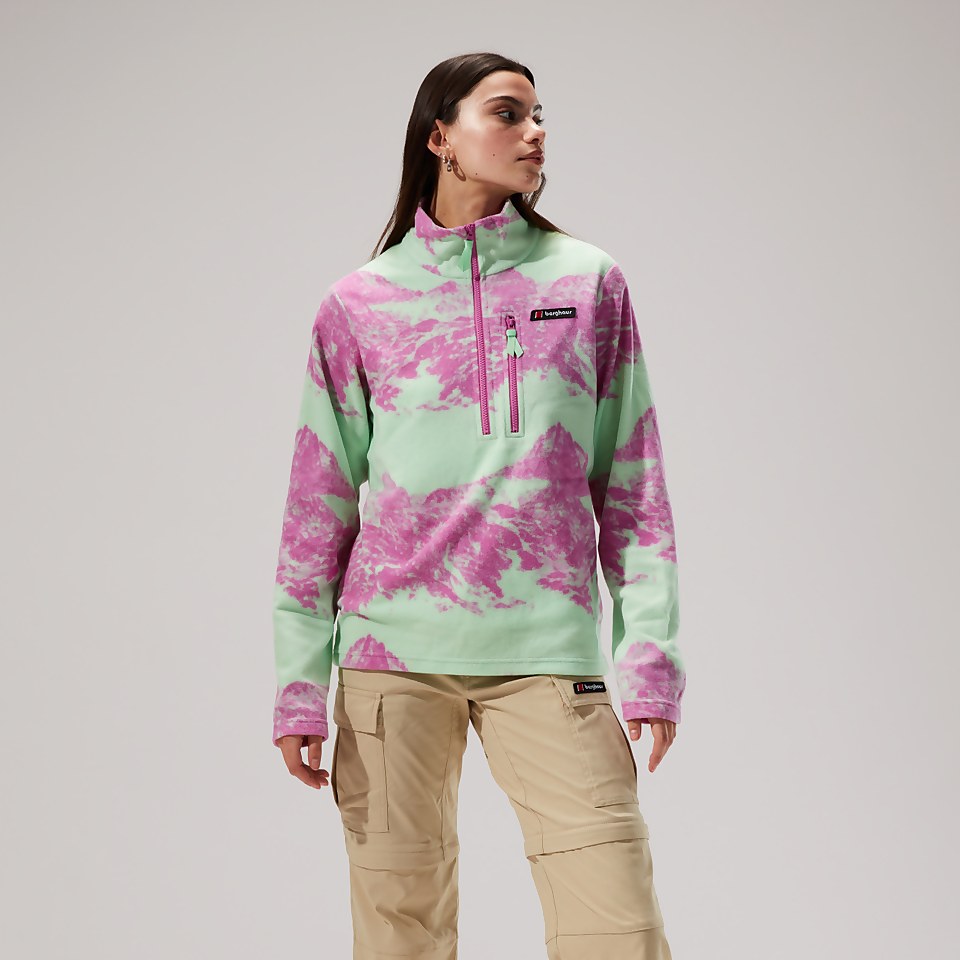 Unisex Prism Print Trango Half-zip Fleece - Light Green/Purple
