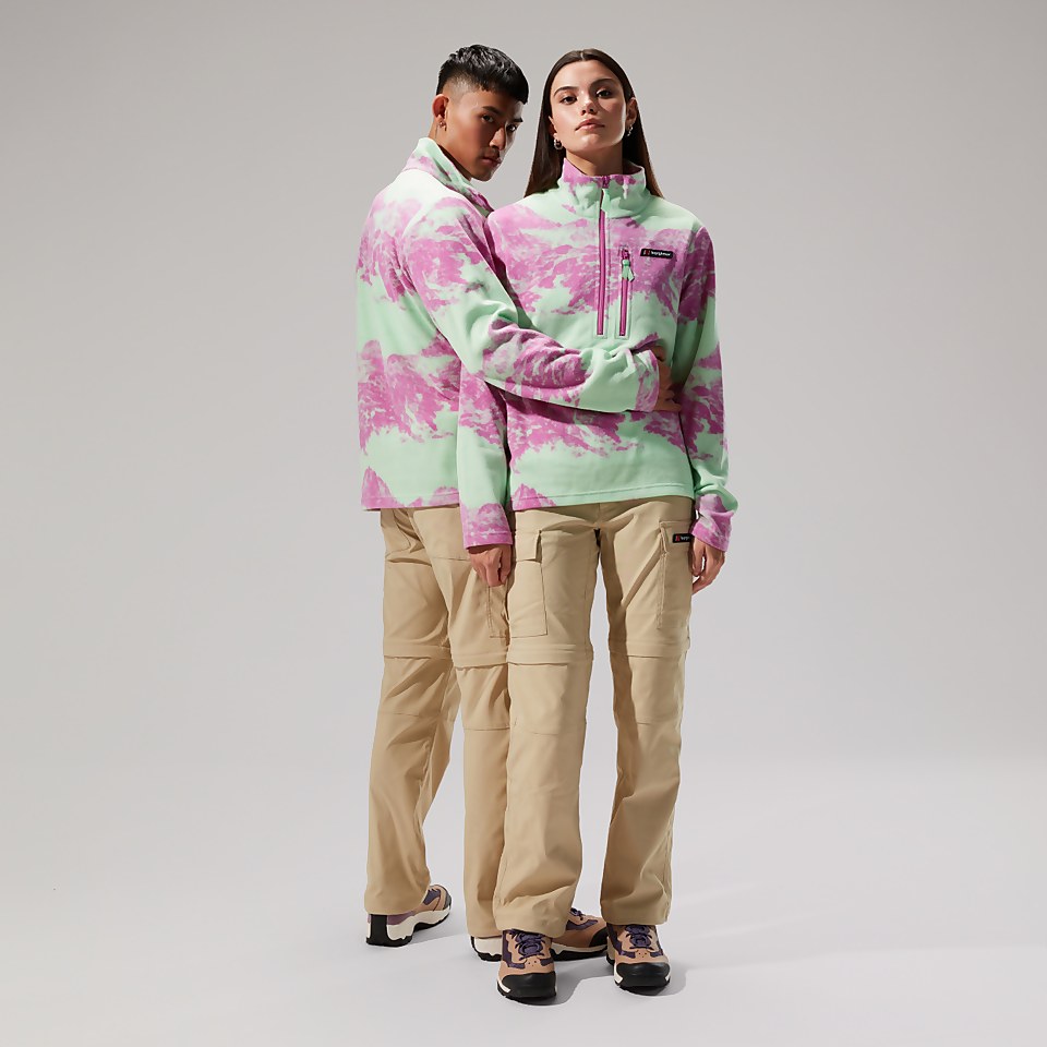 Unisex Prism Print Trango Half-zip Fleece - Light Green/Purple