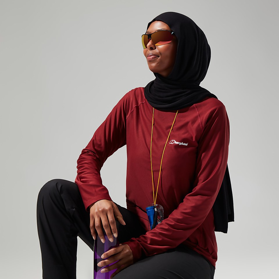 Women's 24/7 Tech Long Sleeve Crew Tee - Dark Red