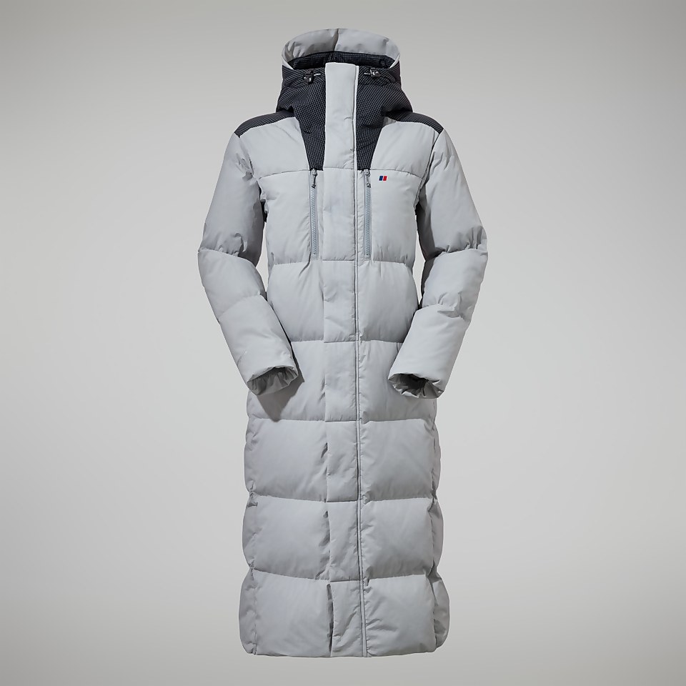 Women's Saffren Down Duster Hooded Jacket - Light Grey/Black