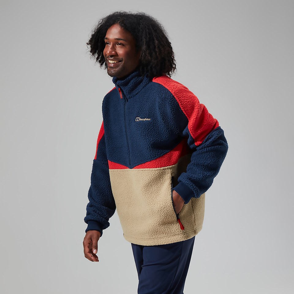 Men's Houlton Half Zip Fleece - Dark Blue/Natural