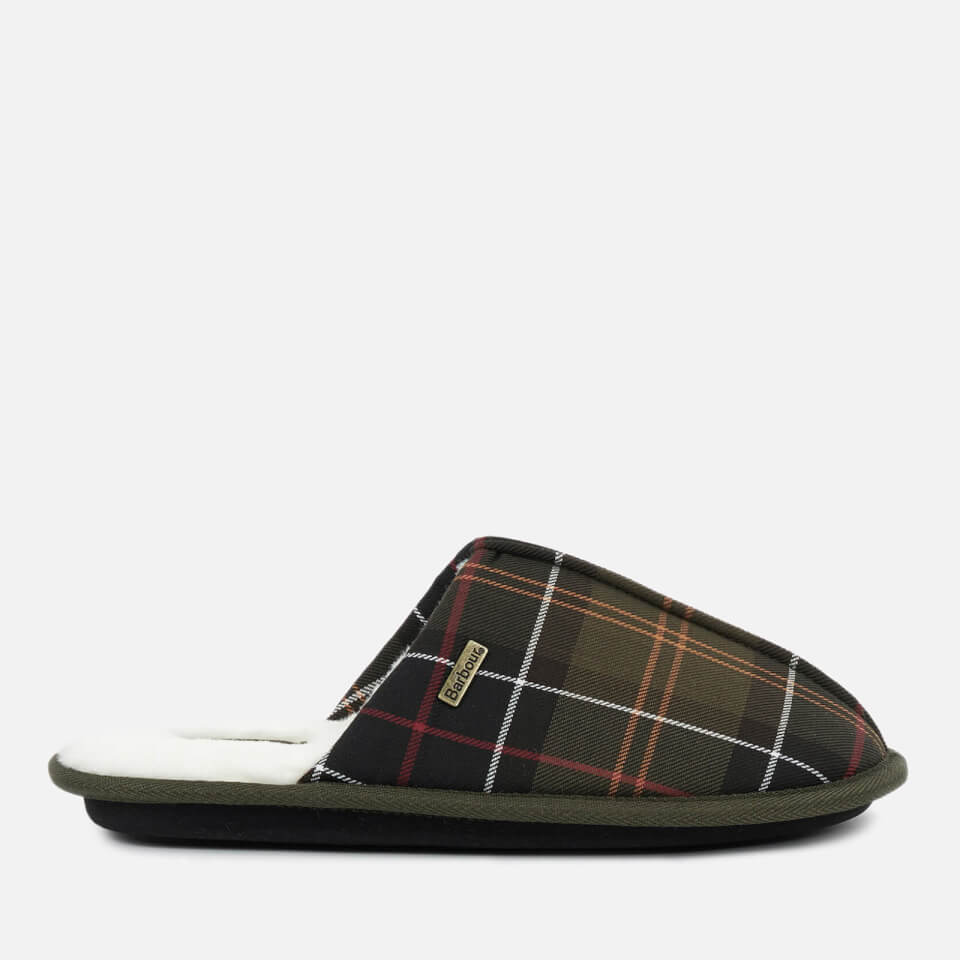 Barbour Maddie Tartan Jersey and Faux-Fur Blend Slippers