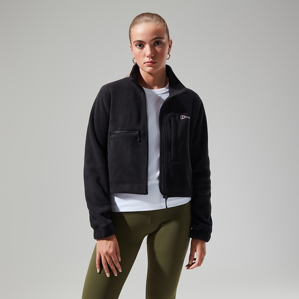 Women's Urban Cropped Co-ord Fleece Jacket - Black