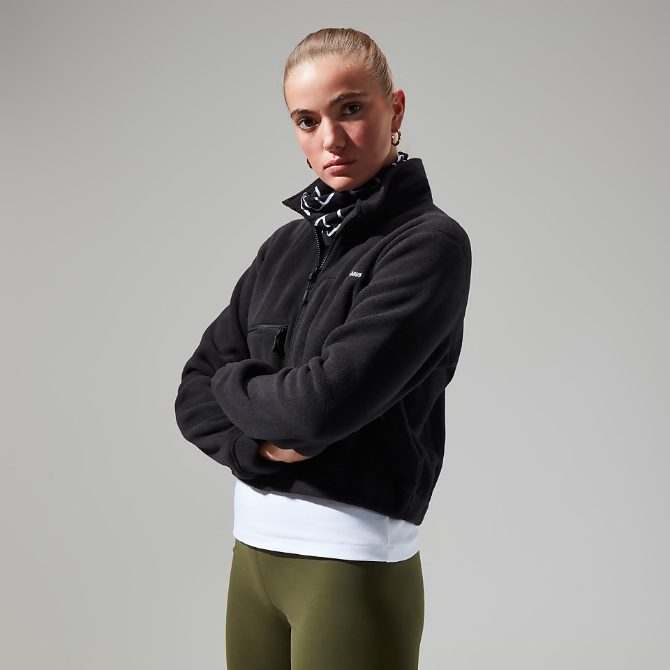 Women's Urban Cropped Co-ord Fleece Jacket - Black