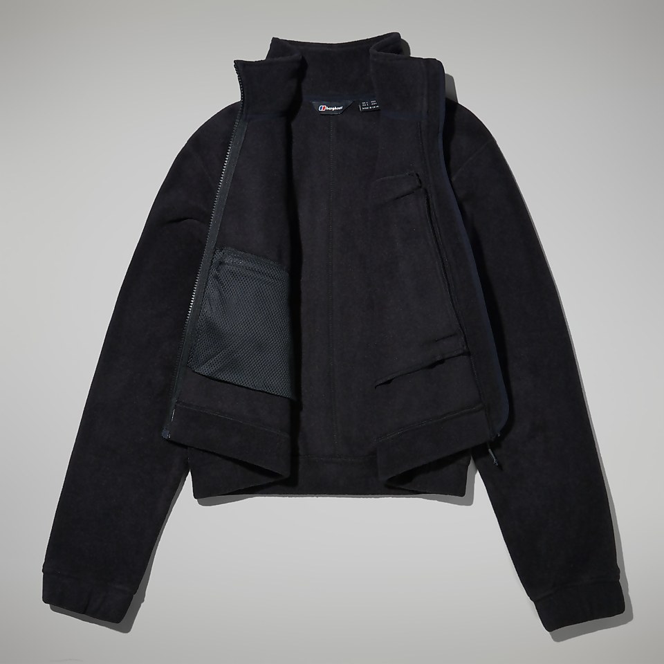 Women's Urban Cropped Co-ord Fleece Jacket - Black