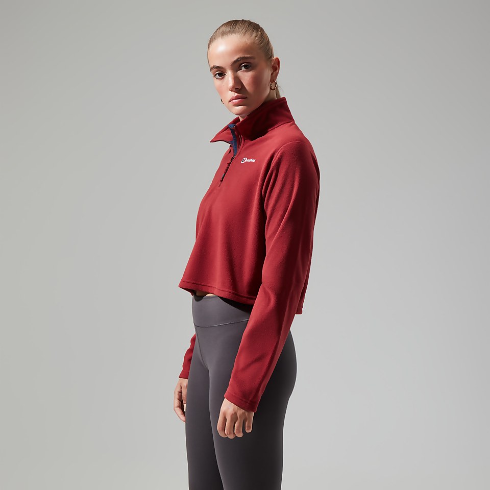 Women's Urban Prism Crop Half Zip - Dark Red