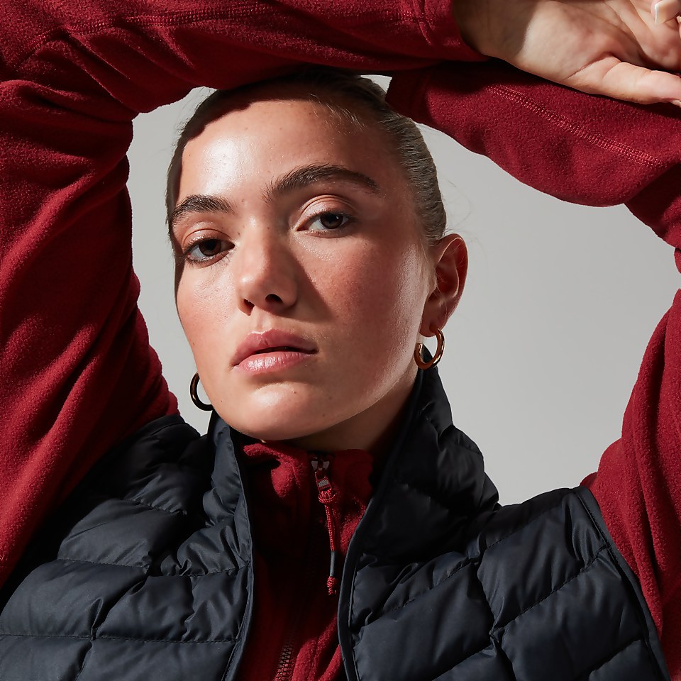 Women's Urban Prism Crop Half Zip - Dark Red